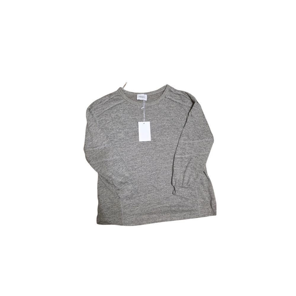 Andrée by Unit Knit Top Raw Edge 3/4 Sleeve Relaxed Fit Size M